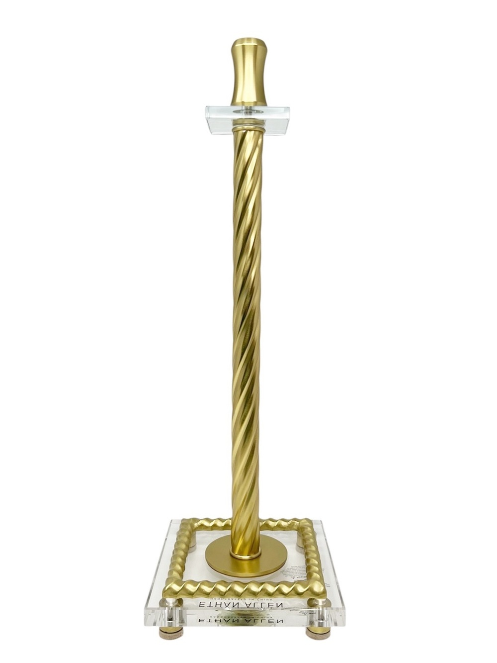 Ethan Allen 18” Tall Candlestick Holder Spiral/Twisted Brass & Acrylic EUC